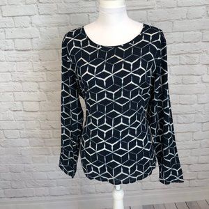 Gap Blue and White Geometric Top, Size 12